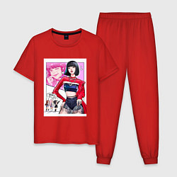 Пижама хлопковая мужская Blackpink Lisa, цвет: красный
