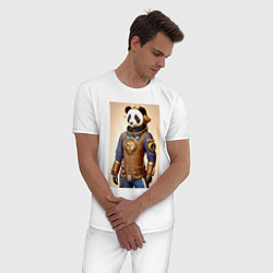 Пижама хлопковая мужская Cool panda - steampunk - neural network, цвет: белый — фото 2
