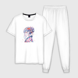 Пижама хлопковая мужская Милая аниме девушка, цвет: белый