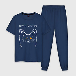 Пижама хлопковая мужская Joy Division rock cat, цвет: тёмно-синий