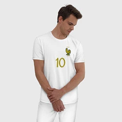 Пижама хлопковая мужская Килиан Мбаппе ЧМ 2022 сборная Франции, цвет: белый — фото 2