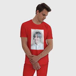 Пижама хлопковая мужская Бэкхён, цвет: красный — фото 2