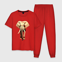Пижама хлопковая мужская Стройный слон, цвет: красный