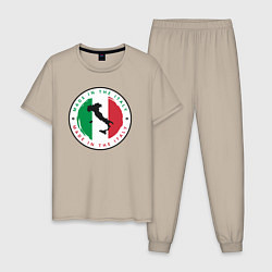 Пижама хлопковая мужская Сделан в Италии, цвет: миндальный
