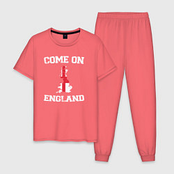 Пижама хлопковая мужская Come on England, цвет: коралловый