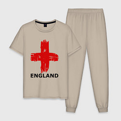 Пижама хлопковая мужская England flag, цвет: миндальный
