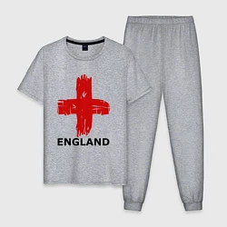 Пижама хлопковая мужская England flag, цвет: меланж