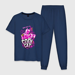Пижама хлопковая мужская Cool cat- Killer queen- Jo jo, цвет: тёмно-синий