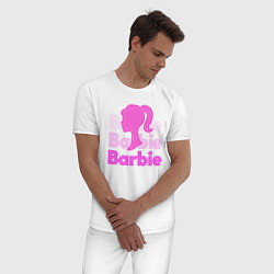 Пижама хлопковая мужская Логотип Барби объемный, цвет: белый — фото 2
