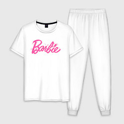 Пижама хлопковая мужская Блестящий логотип Барби, цвет: белый