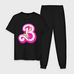 Пижама хлопковая мужская Барби и Кен, цвет: черный