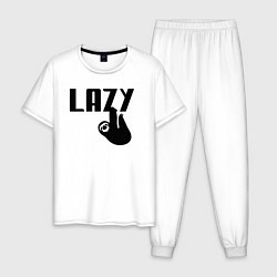 Пижама хлопковая мужская Lazy, цвет: белый