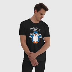 Пижама хлопковая мужская Fly penguin, цвет: черный — фото 2