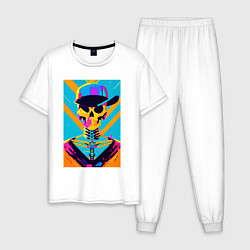 Мужская пижама Прикольный череп в шляпе - поп-арт