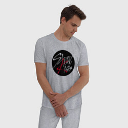 Пижама хлопковая мужская Stray Kids logo, цвет: меланж — фото 2