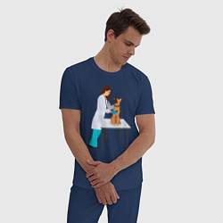 Пижама хлопковая мужская Врач и собака, цвет: тёмно-синий — фото 2