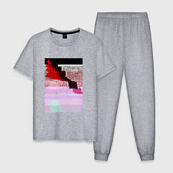 Пижама хлопковая мужская Abstract glitch, цвет: меланж