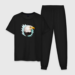 Пижама хлопковая мужская Белоголовый орёл, цвет: черный