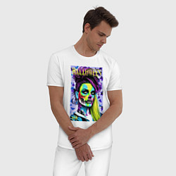 Пижама хлопковая мужская Хэллоуин - обложка журнала - поп-арт, цвет: белый — фото 2