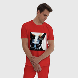 Пижама хлопковая мужская Slipkat Meowa, цвет: красный — фото 2
