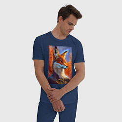Пижама хлопковая мужская Fox fashionista - neural network, цвет: тёмно-синий — фото 2