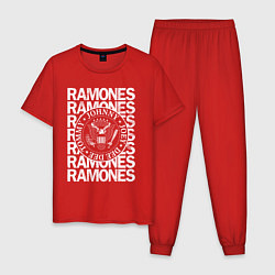 Пижама хлопковая мужская Рамоунз, цвет: красный