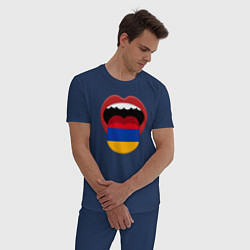 Пижама хлопковая мужская Armenian lips, цвет: тёмно-синий — фото 2