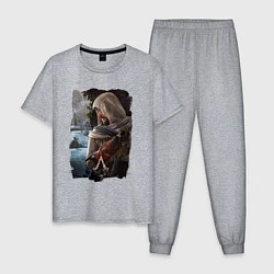 Пижама хлопковая мужская Assassins Creed Mirage Асасин Крид Мираж, цвет: меланж