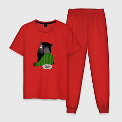 Пижама хлопковая мужская Кот повар, цвет: красный