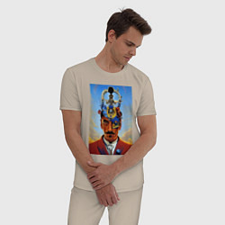 Пижама хлопковая мужская Salvador Dali - surrealism, цвет: миндальный — фото 2