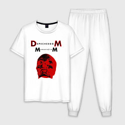 Пижама хлопковая мужская Depeche Mode 2023 Memento Mori - Red Skull 01, цвет: белый