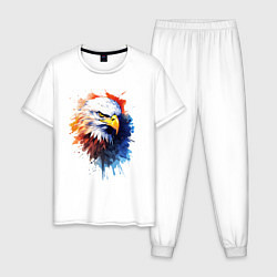 Пижама хлопковая мужская Граффити с орлом, цвет: белый