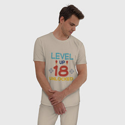 Пижама хлопковая мужская 18 уровень разблокирован, цвет: миндальный — фото 2