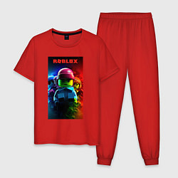 Пижама хлопковая мужская Roblox lego style, цвет: красный