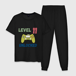Пижама хлопковая мужская Одиннадцать лет - 11 уровень разблокирован, цвет: черный