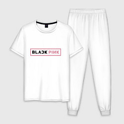 Пижама хлопковая мужская Black pink - emblem, цвет: белый