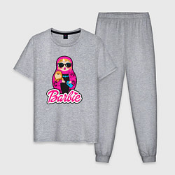 Пижама хлопковая мужская Девочка Барби, цвет: меланж