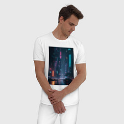 Пижама хлопковая мужская Cyberpank, цвет: белый — фото 2