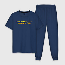 Пижама хлопковая мужская Counter strike 2 yellow, цвет: тёмно-синий