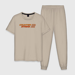 Пижама хлопковая мужская Counter strike 2 orange logo, цвет: миндальный