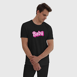 Пижама хлопковая мужская Baby: pink barbie style, цвет: черный — фото 2