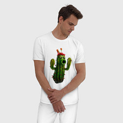 Пижама хлопковая мужская PvZ cactus, цвет: белый — фото 2