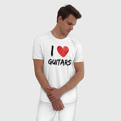 Пижама хлопковая мужская Люблю гитары, цвет: белый — фото 2