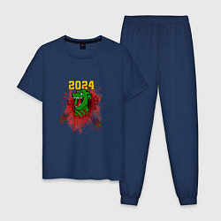 Пижама хлопковая мужская Чужой-дракон: 2024, цвет: тёмно-синий