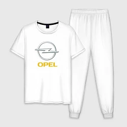 Пижама хлопковая мужская Opel sport auto, цвет: белый
