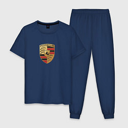 Пижама хлопковая мужская Porsche sport auto, цвет: тёмно-синий