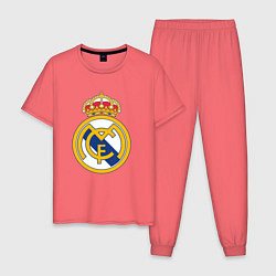 Пижама хлопковая мужская Real madrid fc sport, цвет: коралловый