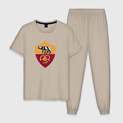 Пижама хлопковая мужская Roma fc club, цвет: миндальный