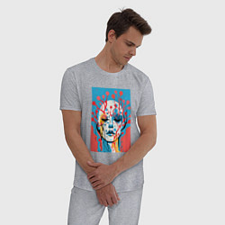 Пижама хлопковая мужская Абстрактный женский портрет, цвет: меланж — фото 2
