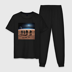 Пижама хлопковая мужская На марсе, цвет: черный